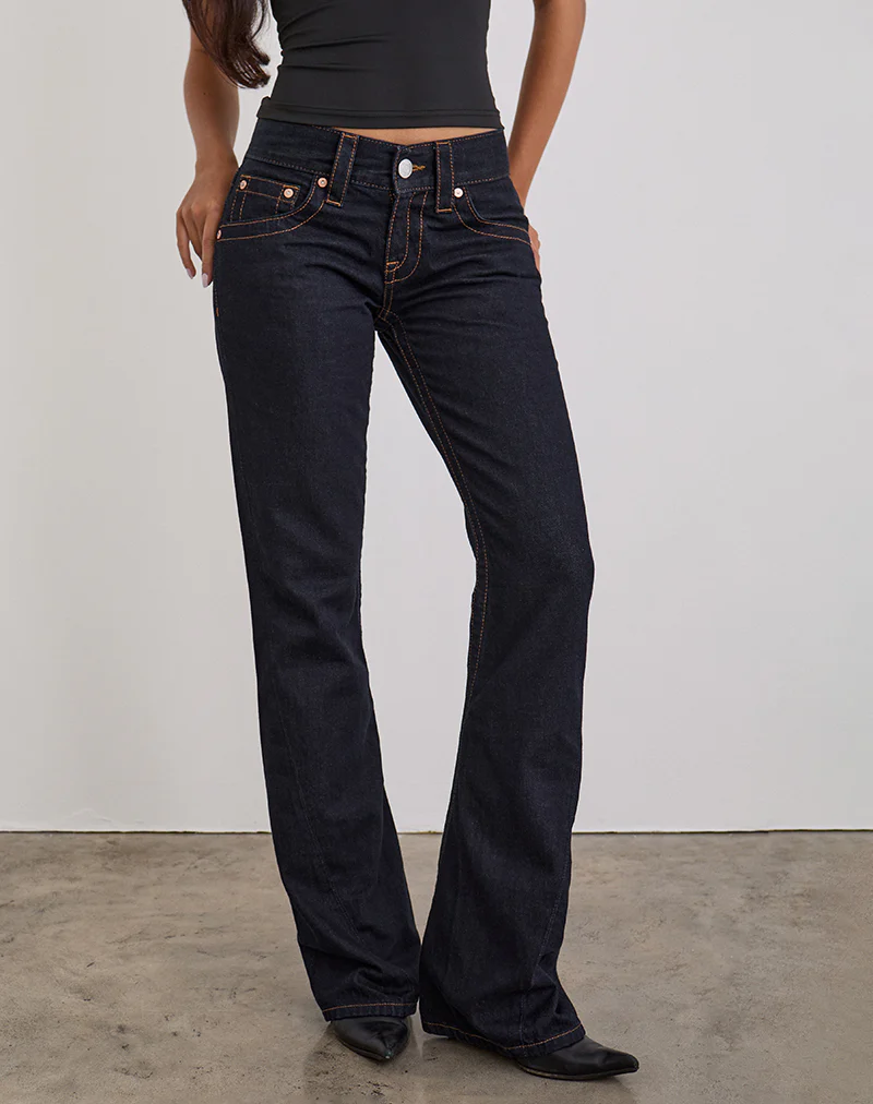 Low Rise Twisted Seam Jeans in Indigo