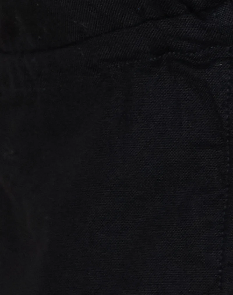 Syrma Backless Halterneck Top in Linen Black