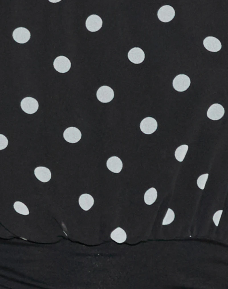 Rania Backless Top in Polka Dot Black and White