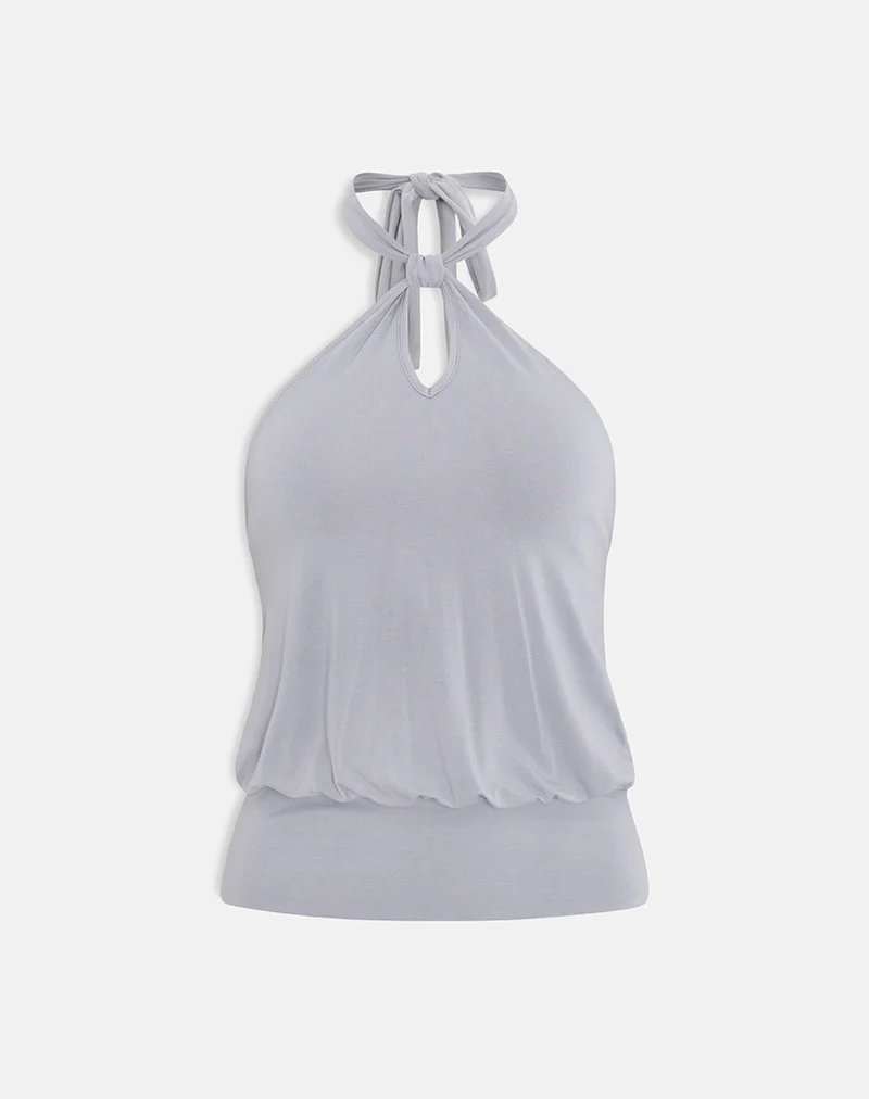 Giunea Knot Halter Top in Lilac Grey