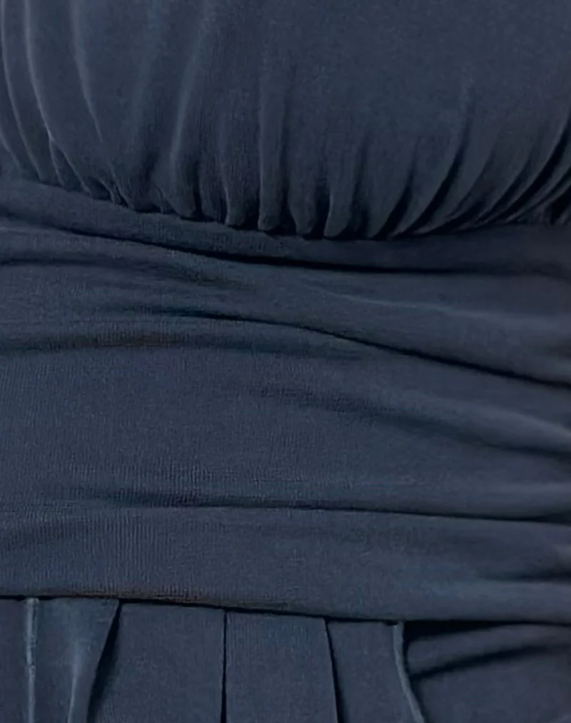 Prilla Halter Top in Cupro Ocean Storm