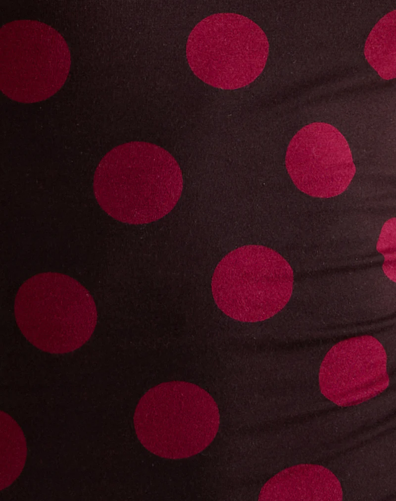 Solani Top in Brown with Big Polka Red