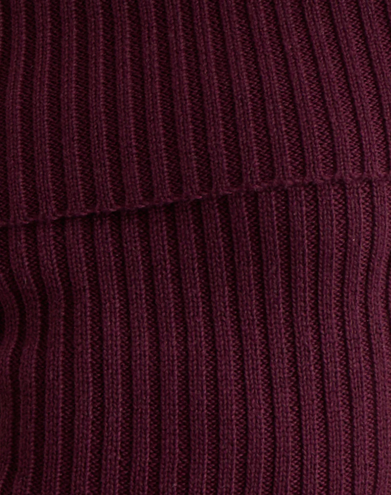 Saskia Bardot Bow Back Top in Dark Cherry