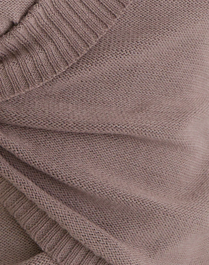 Malya Top with Buckle in Knit Taupe