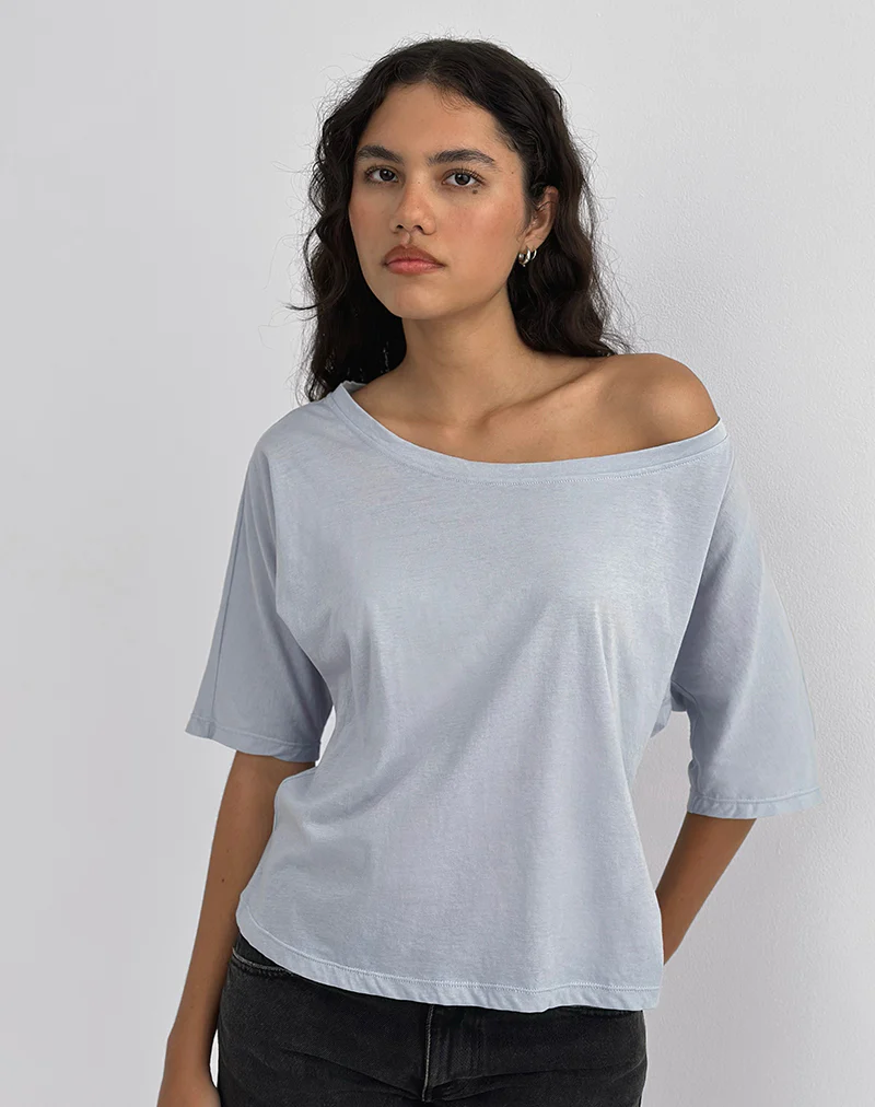 Daman Off-The-Shoulder Basic Top in Light Steel