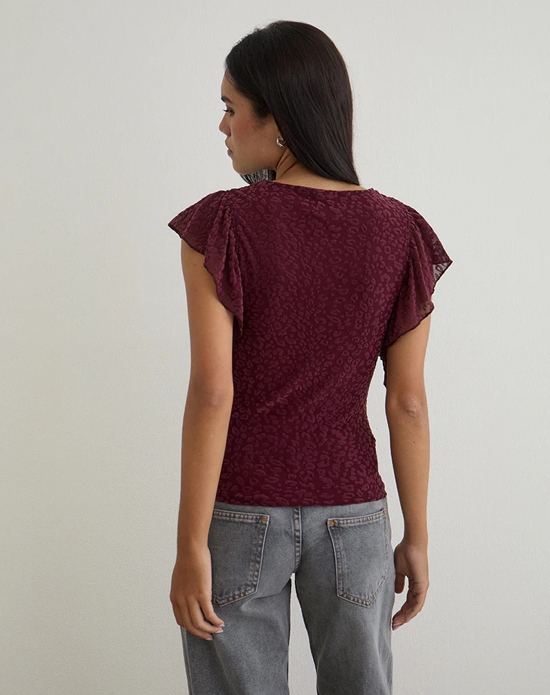 Harsya Top in Flock Mini Leopard Plum