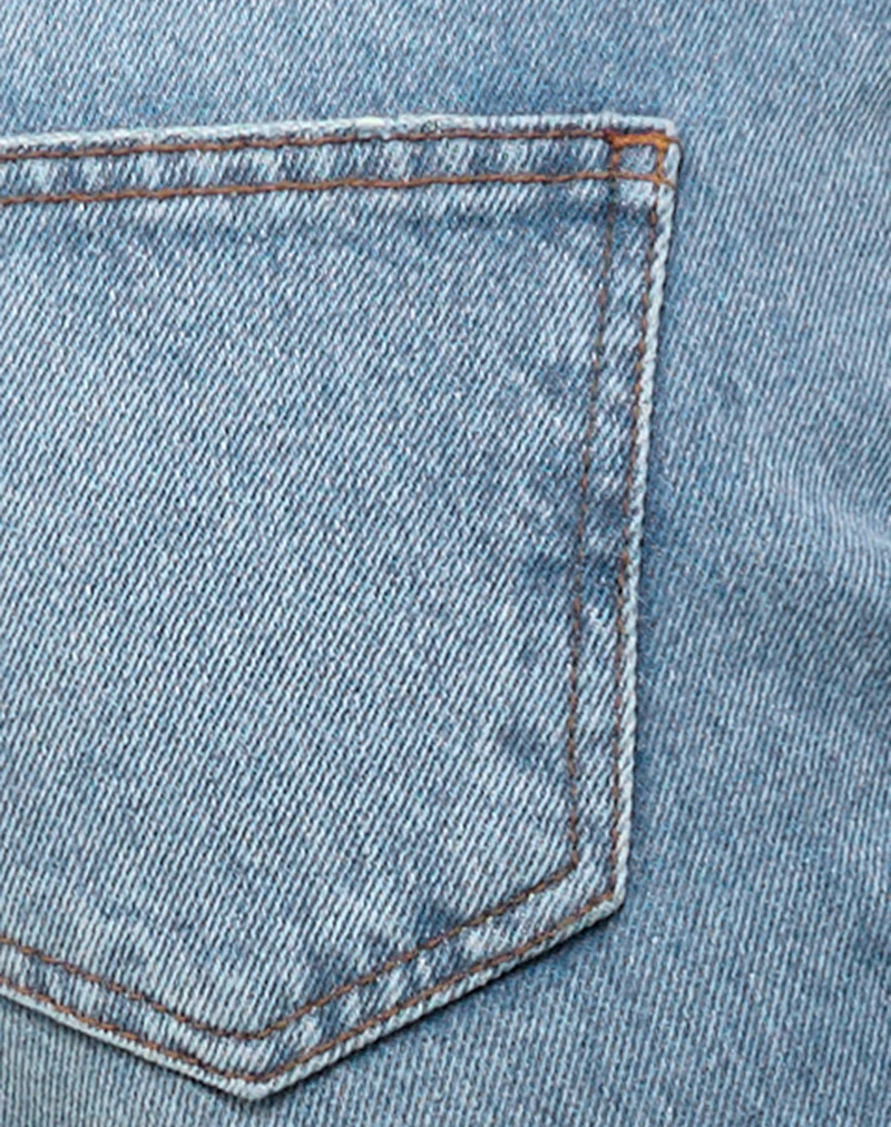 Rigid Low Rise Flare Jeans in Bright Blue Used