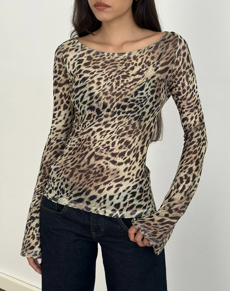 Tineko Long Sleeve Top in Leopard Dance Brown