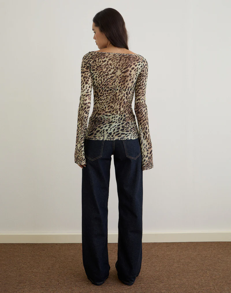 Tineko Long Sleeve Top in Leopard Dance Brown