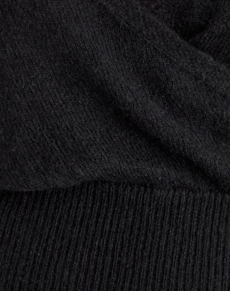 Nilza Wrap Top in Knit Black
