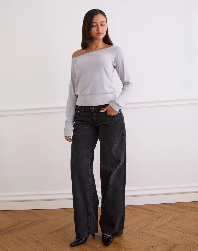 Yacin Slouchy Top in Silver