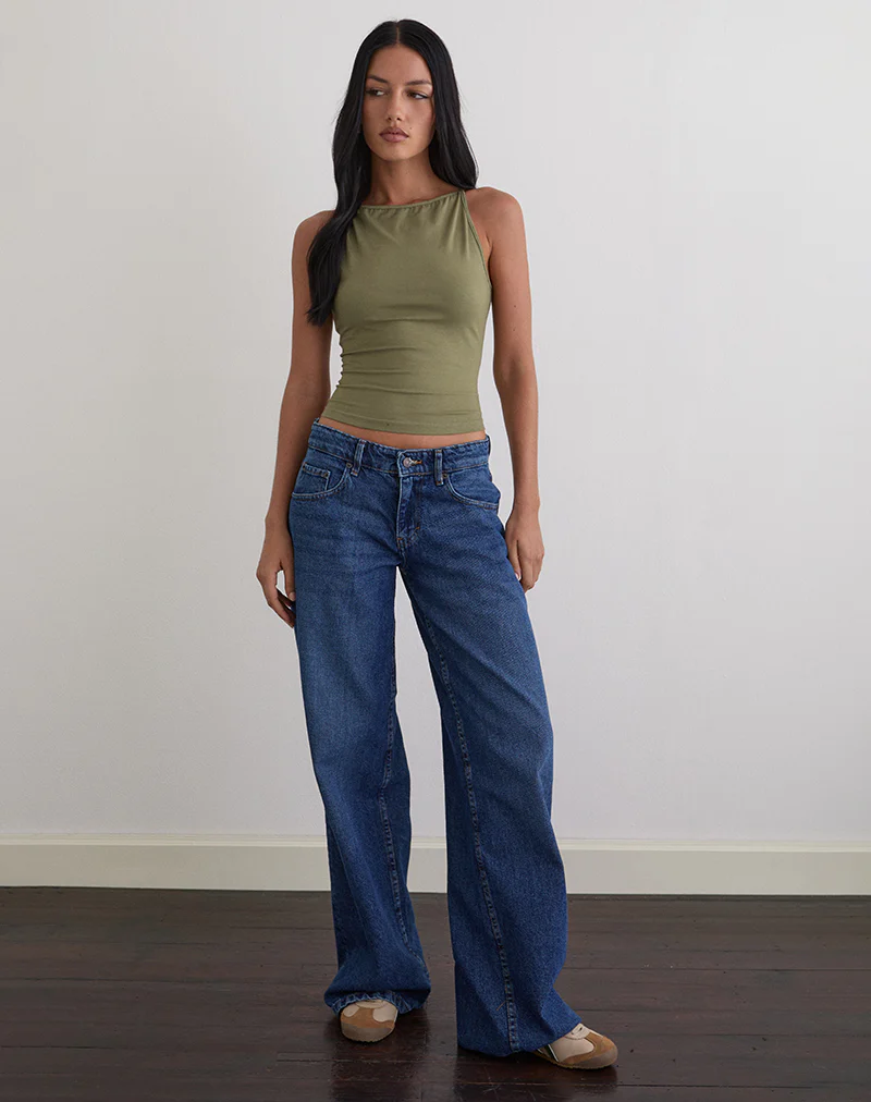 Dudley Vest Top in Jersey Khaki