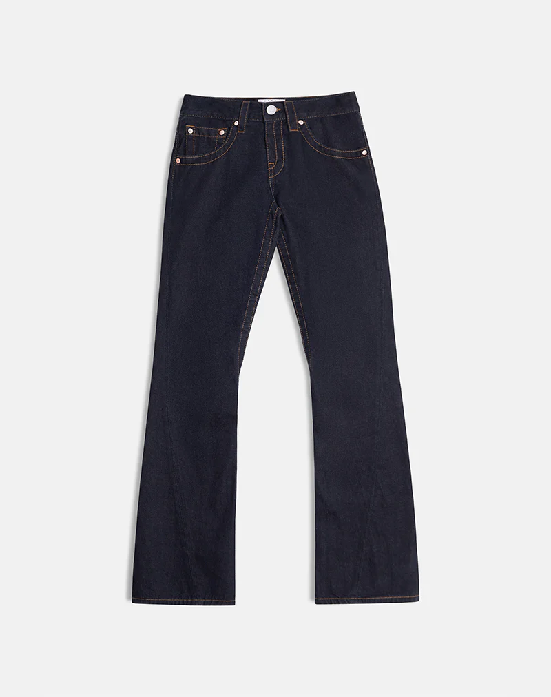 Low Rise Twisted Seam Jeans in Indigo