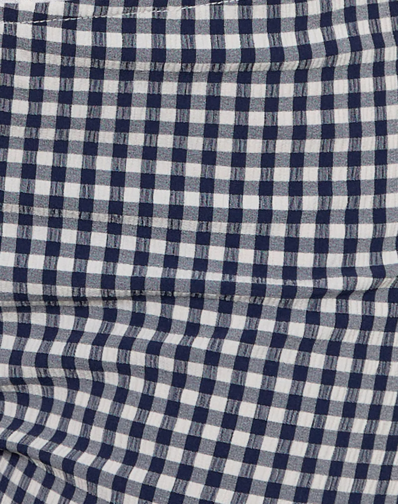 Tuka Capri Trousers in Seersucker Gingham Navy