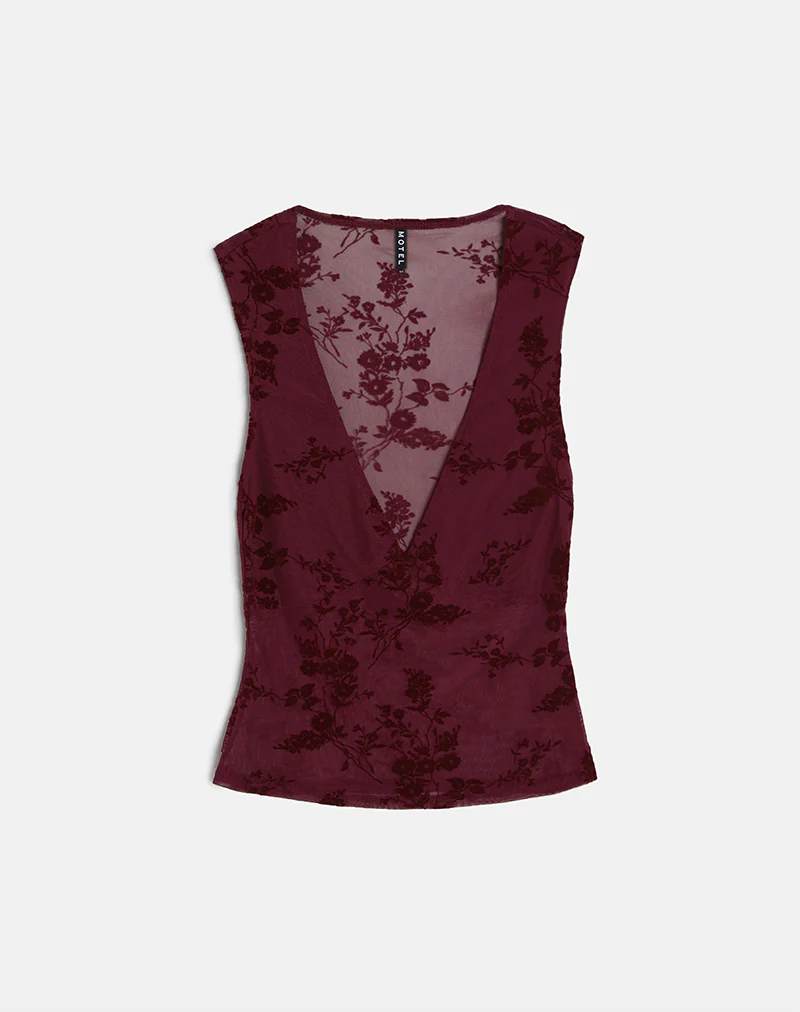 Lihat Top in Botanical Flock Flower Maroon