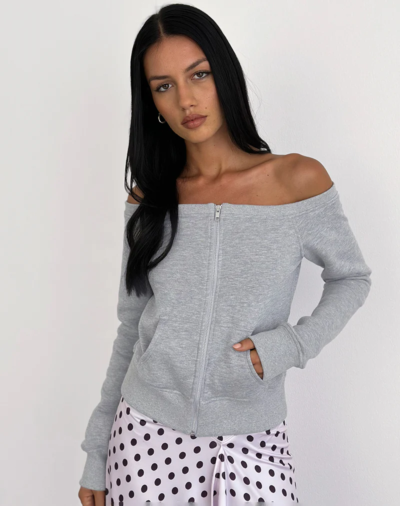 Airazo Bardot Sweater in Grey Marl