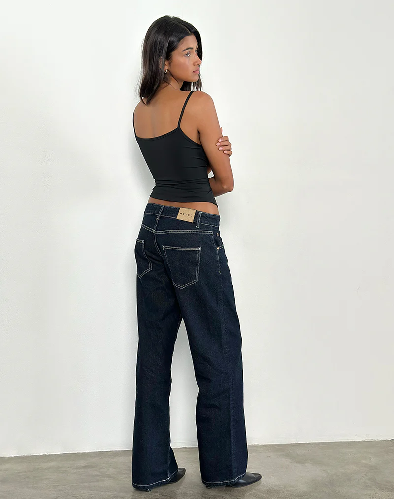 Low Rise Parallel Jeans in Indigo with Contrast Stitch