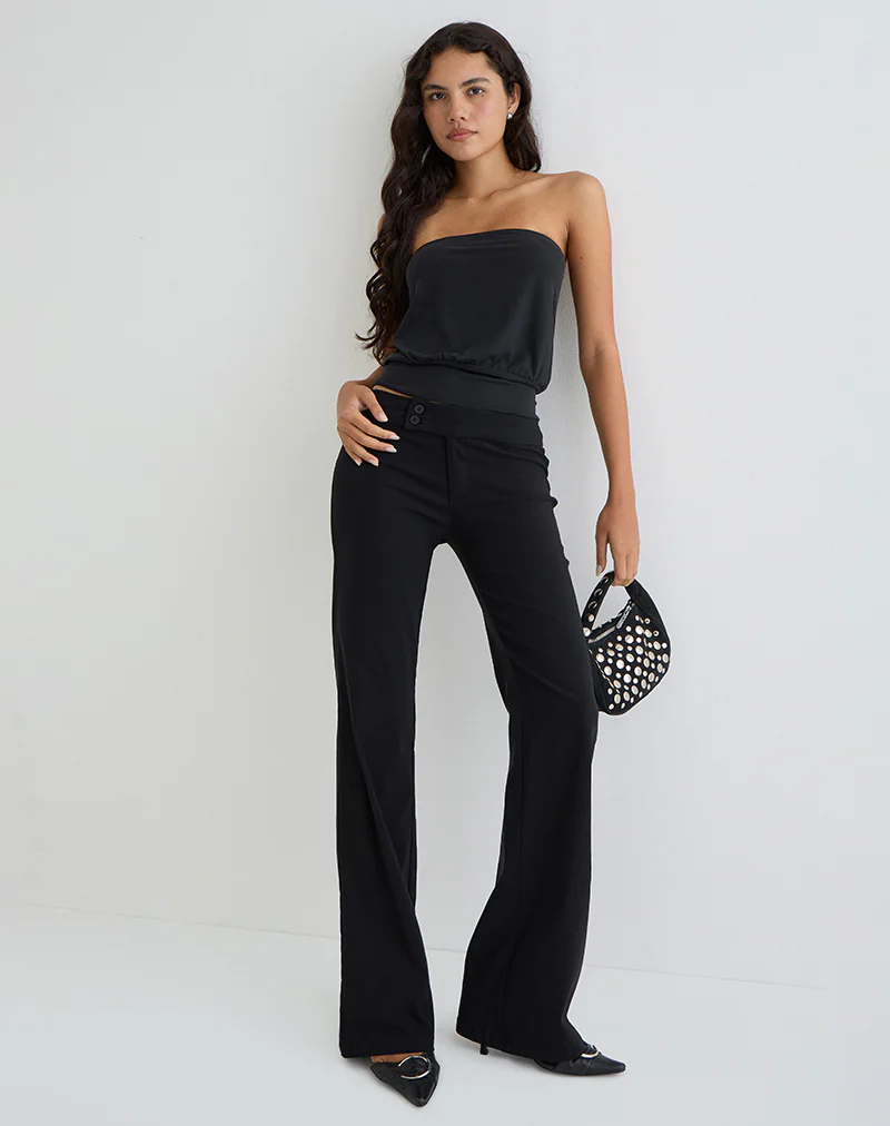 Leocadia Bandeau Top in Cupro Black