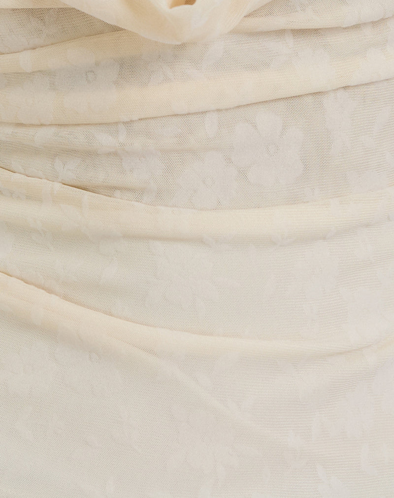 Losa Cowl Neck Top in Floral Flock Cream