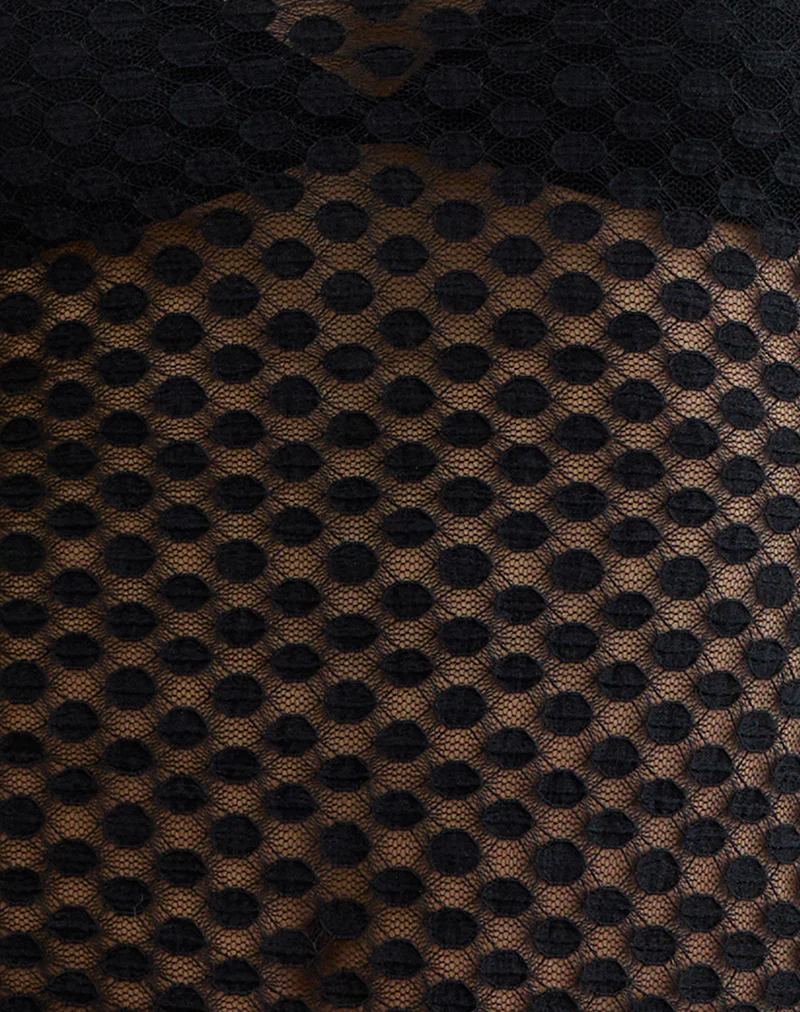 Jiwon Keyhole Top in Polka Lace Black