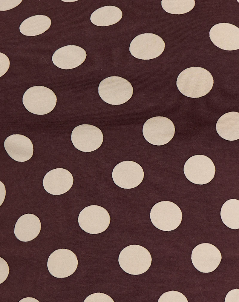 Solani Top in Brown with Big Cream Polka Print