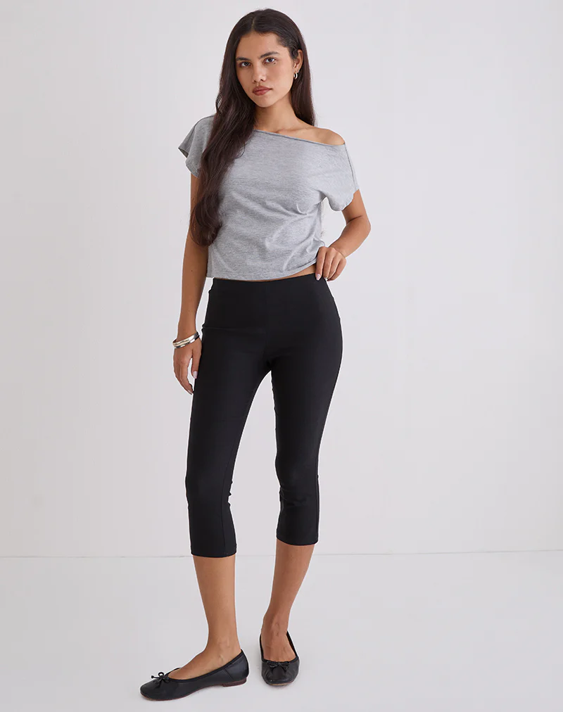 Asla Cropped Capri Trouser in Stretch Tailoring Black