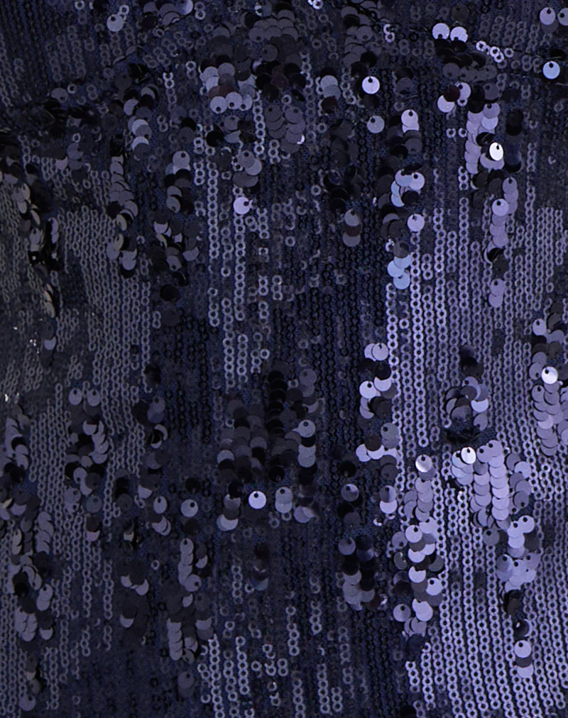 Cosio Halter Top in Mix Sequin Navy