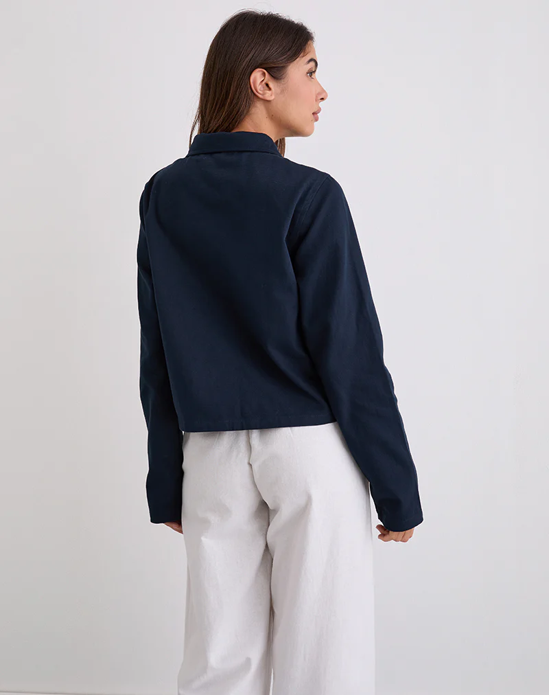 Calva Boxy Jacket in Dark Navy