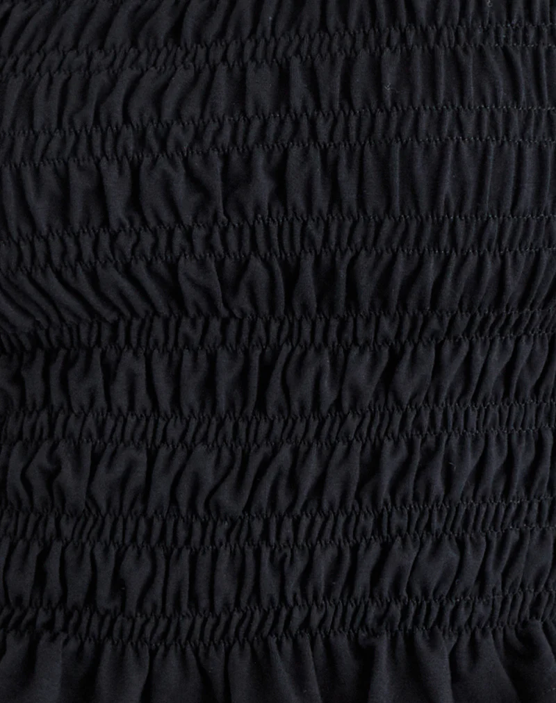Mirita Shirred Top in Black