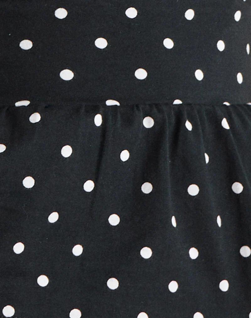 Leisna Frill Top in Polka Black