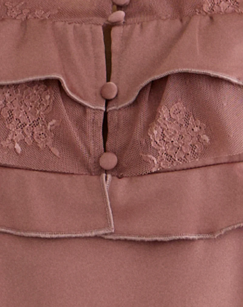 Venaro Double Layer Top in Satin Dusty Pink