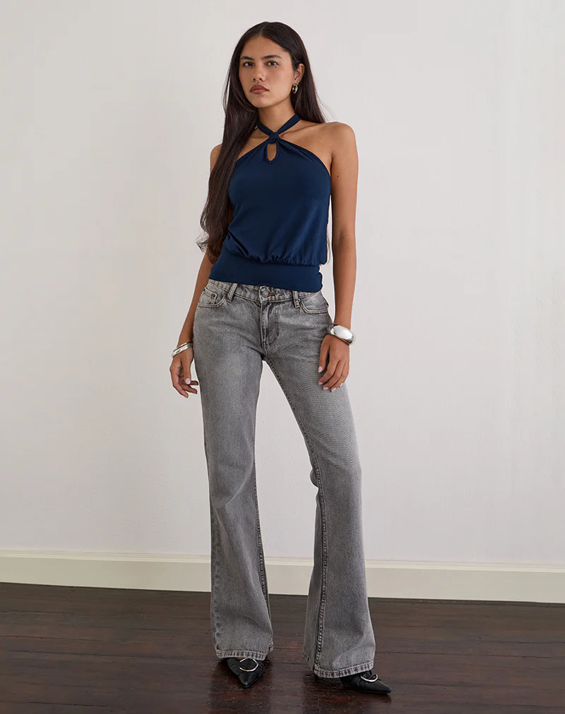 Giunea Knot Halter Top in Navy