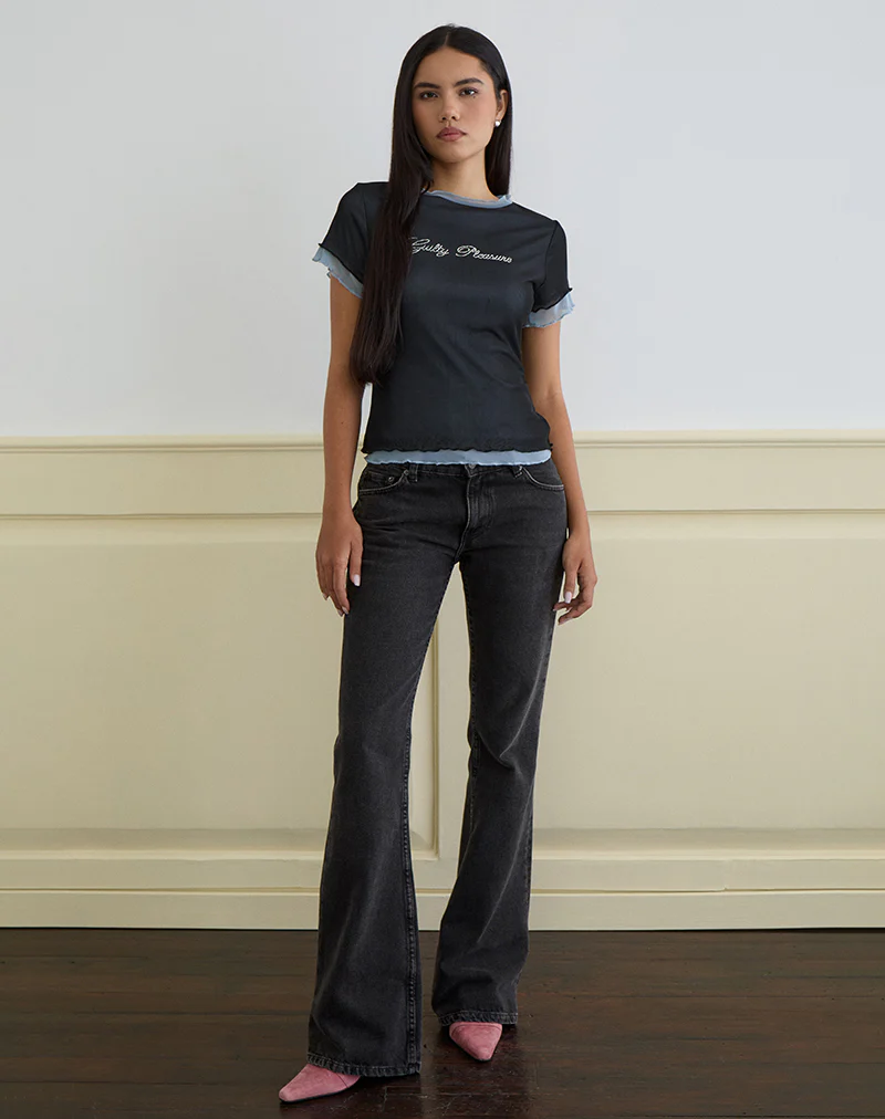 Noburia Top in Black Blue Guilty Pleasure Hot Fix