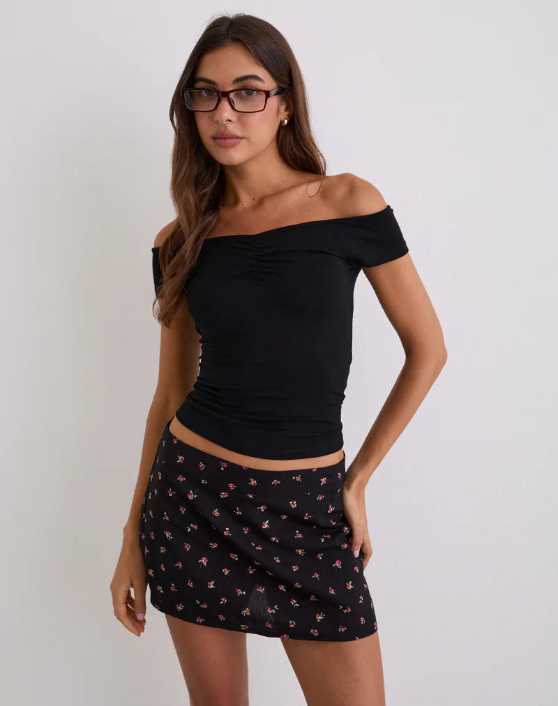 Mayomi Off Shoulder Ruched Top in Black