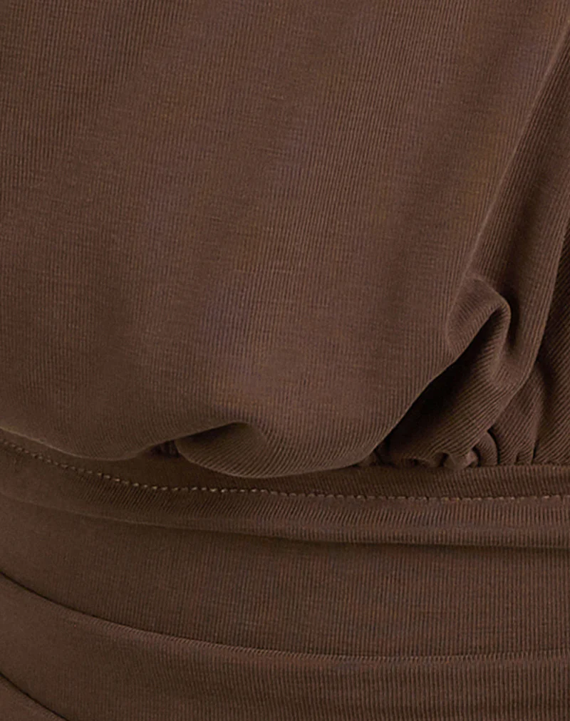 Karise Plunge Top in Cupro Bitter Chocolate