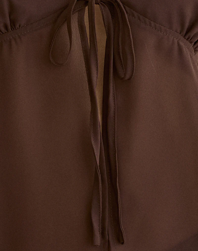 Kota Chiffon Blouse Top in Brown