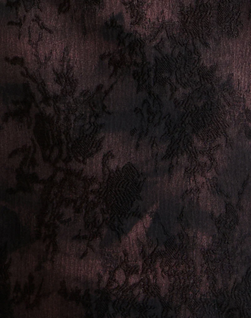 Marinda Top in Jacquard Dark Purple Floral