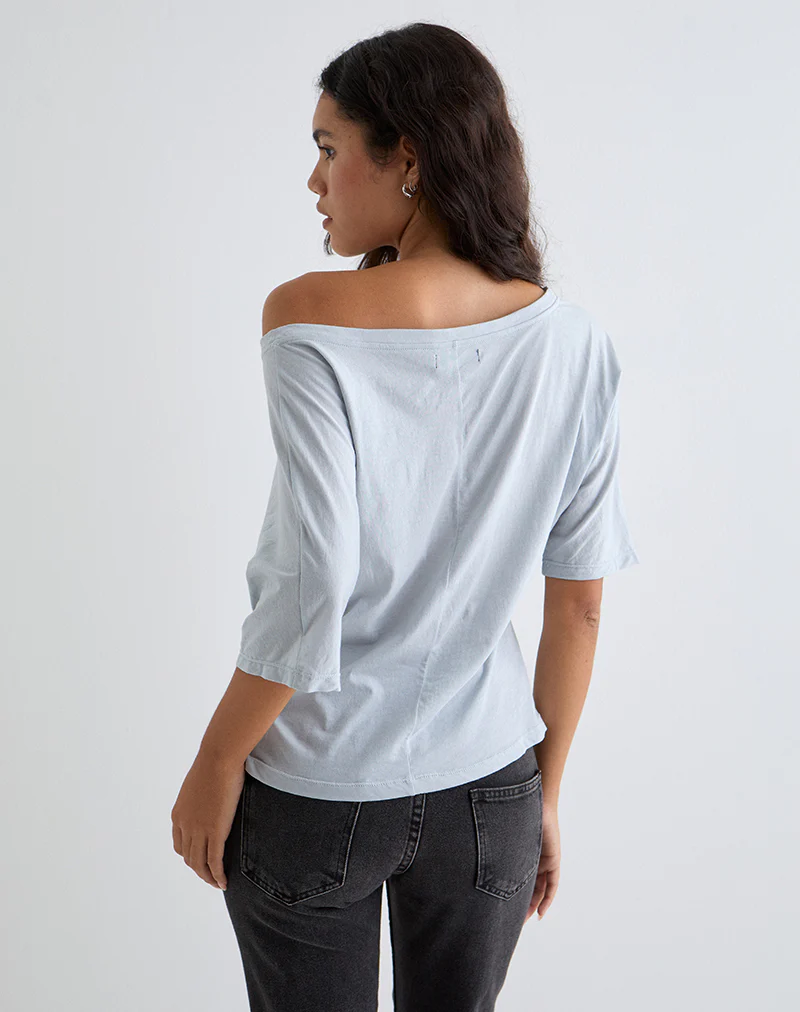 Daman Off-The-Shoulder Basic Top in Light Steel