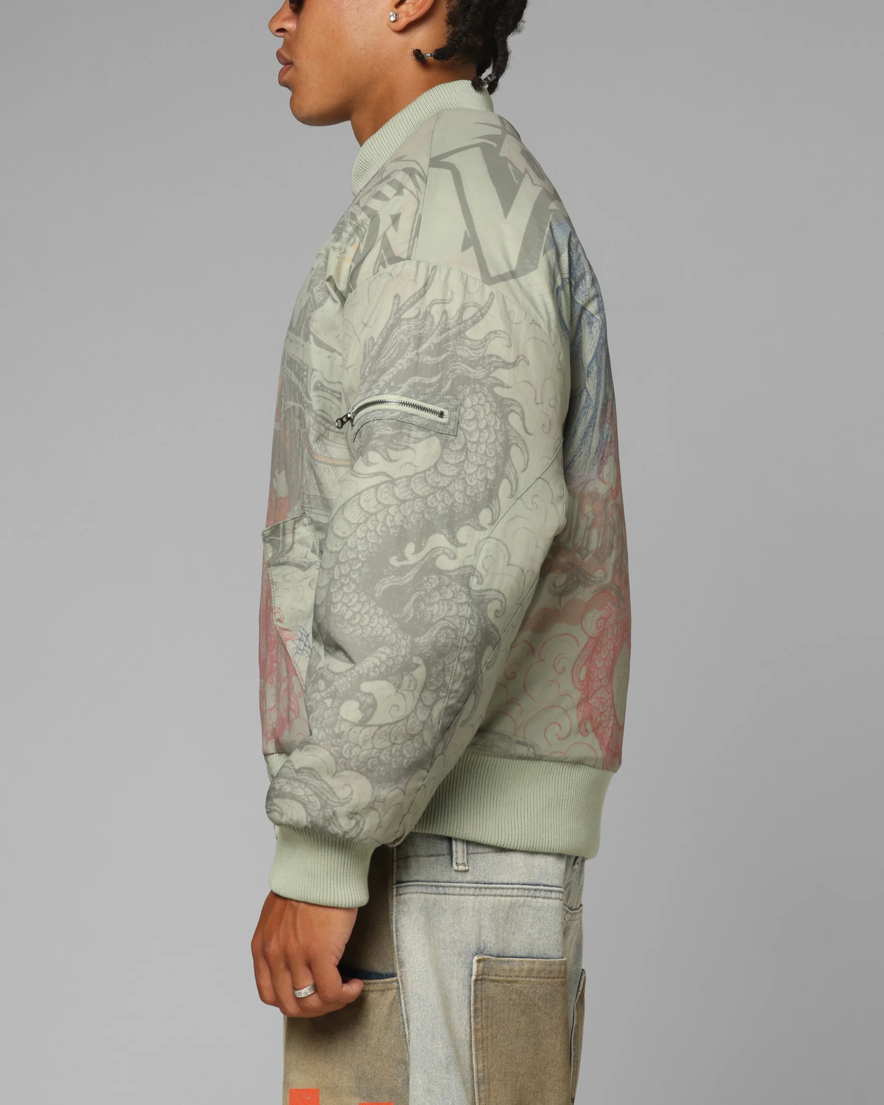 Loiter Spray Bomber Jacket Khaki