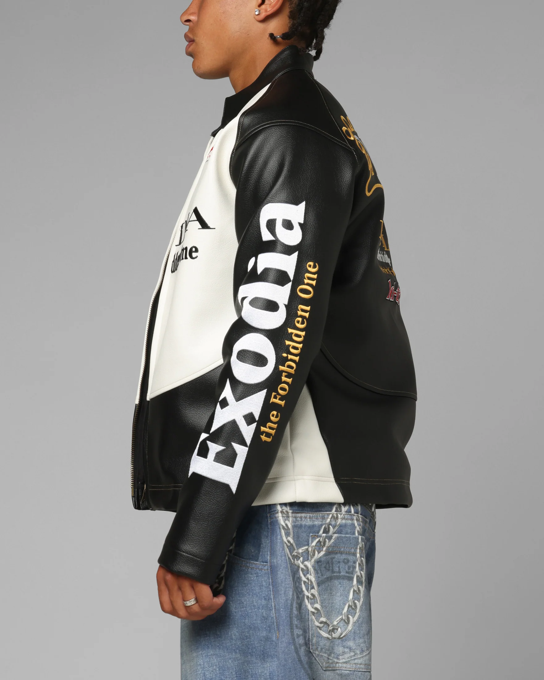 Loiter X Yu-Gi-Oh! Exodia Biker Jacket Black/Off White