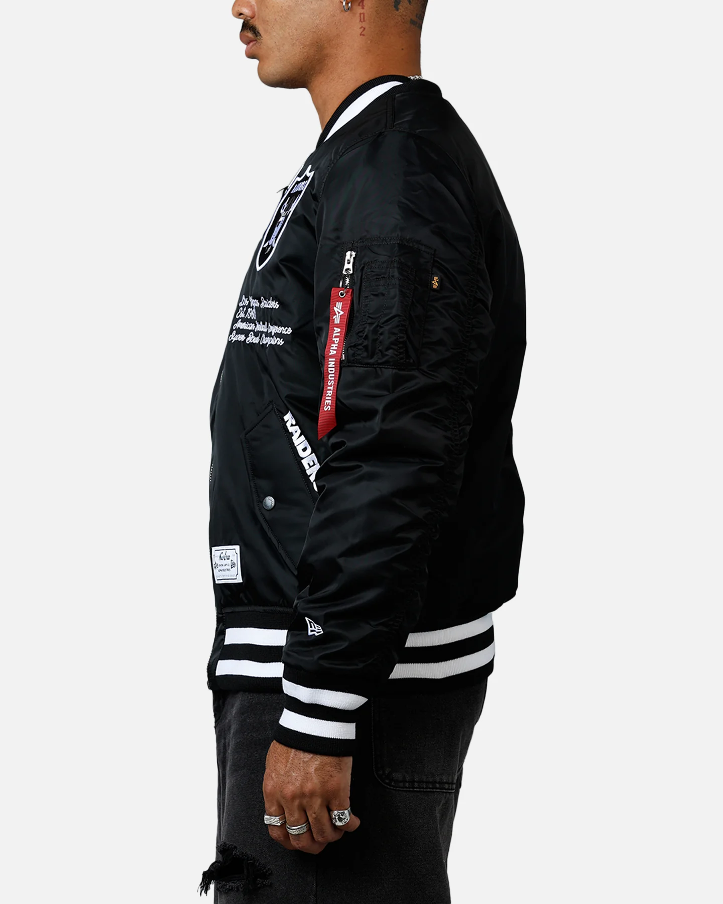 New Era X Alpha Series X NFL Las Vegas Raiders MA-1 Bomber Jacket Black