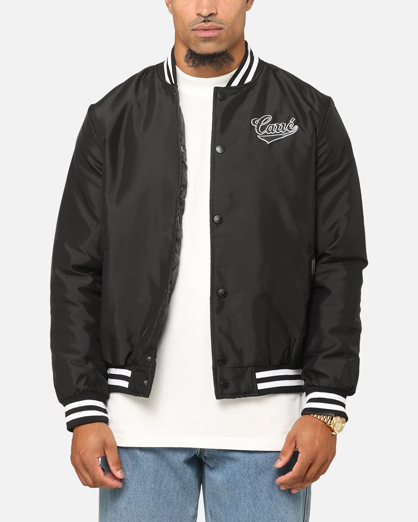 Carre Team Puffer Varsity Jacket Black/White