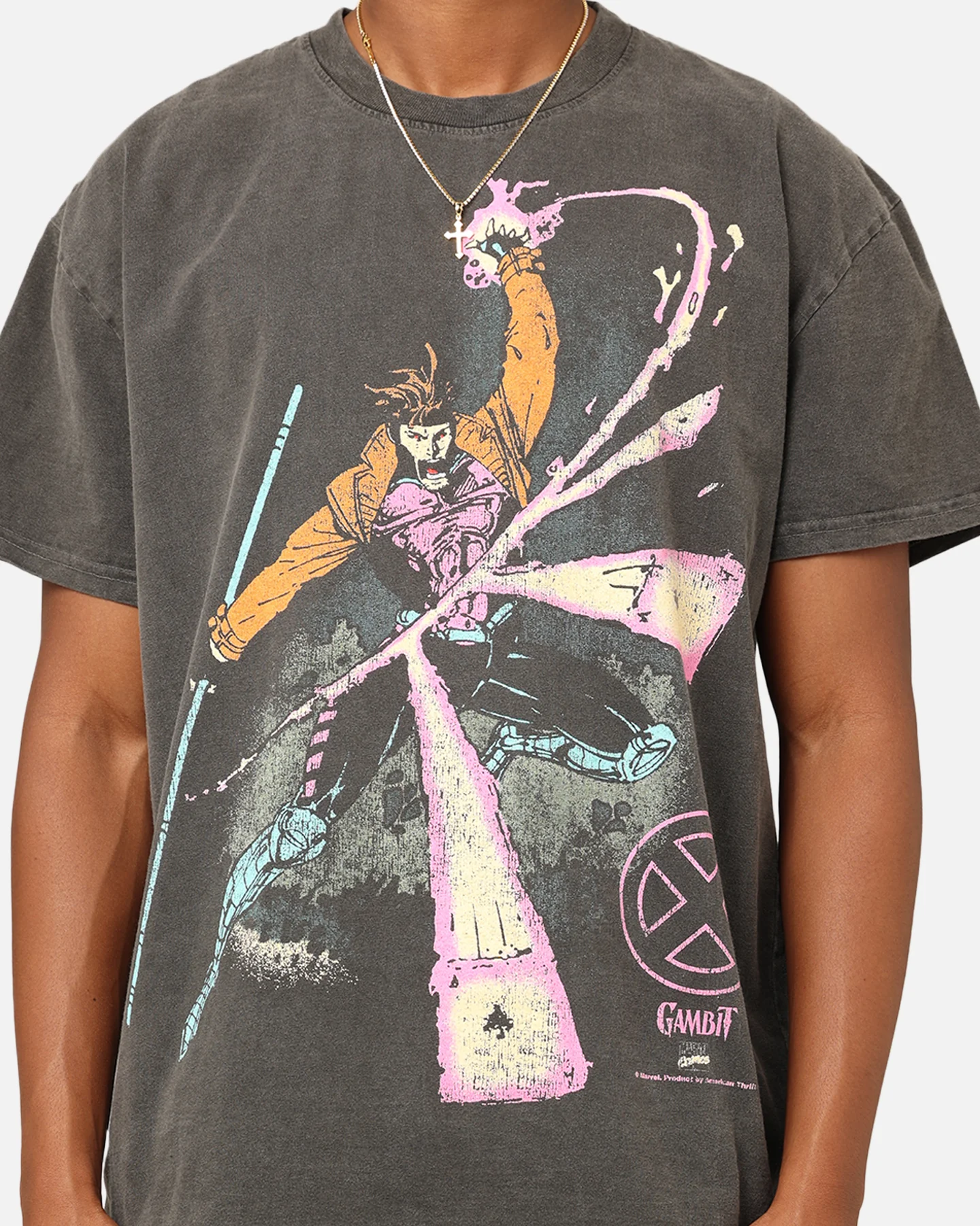 Marvel X-Men Gambit Heavyweight T-Shirt Black Wash