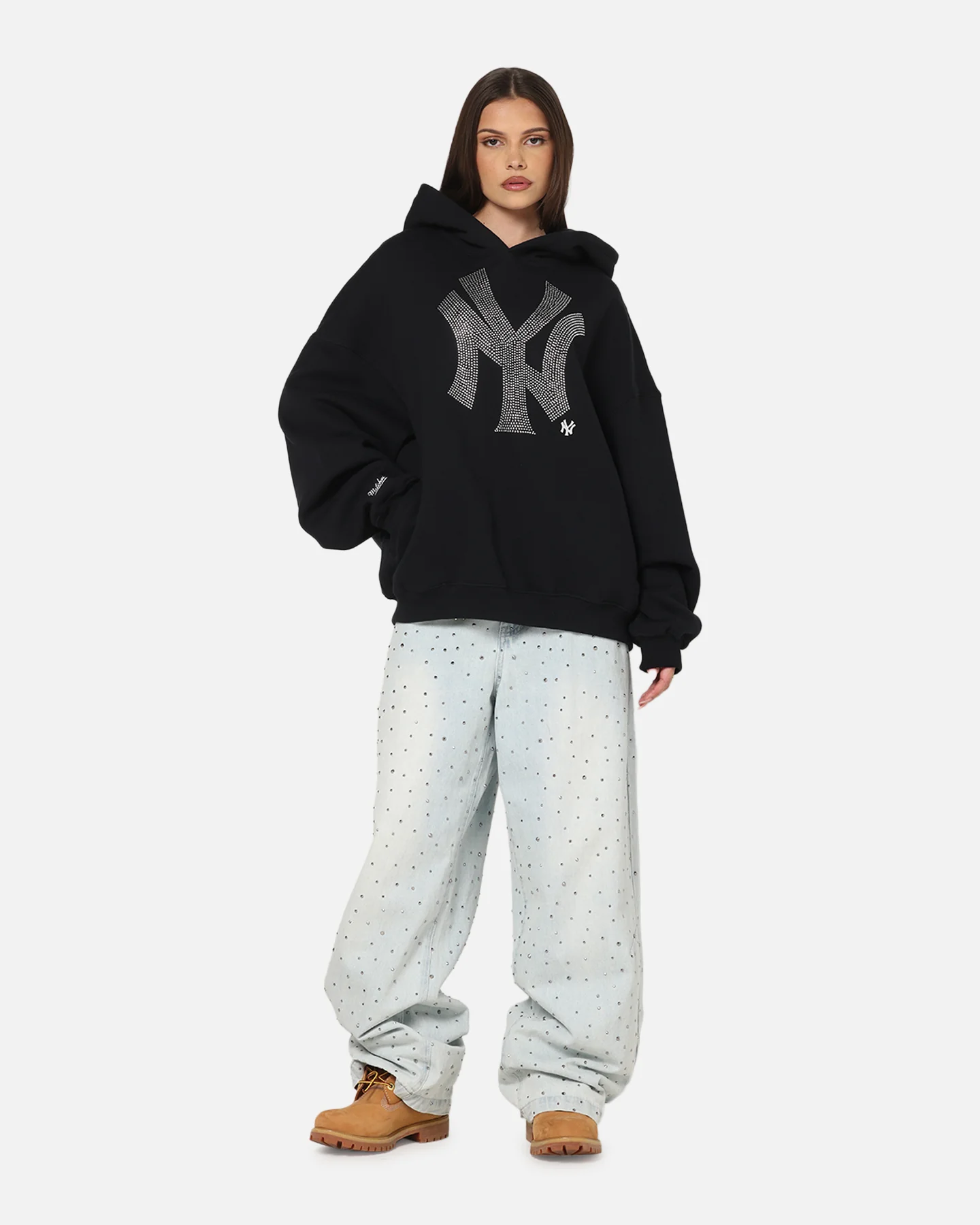 Mitchell & Ness New York Yankees Rhinestone Hoodie Faded Black