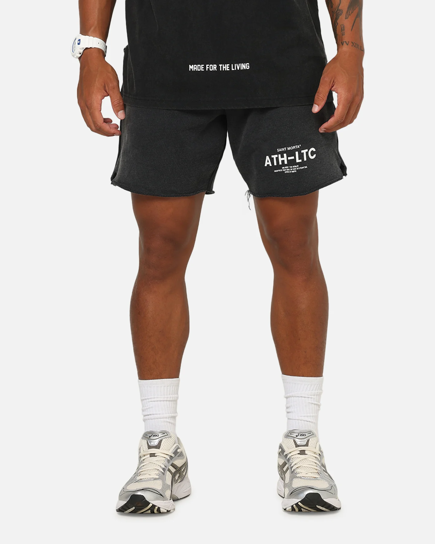 Saint Morta Athltc Sweat Shorts Washed Black