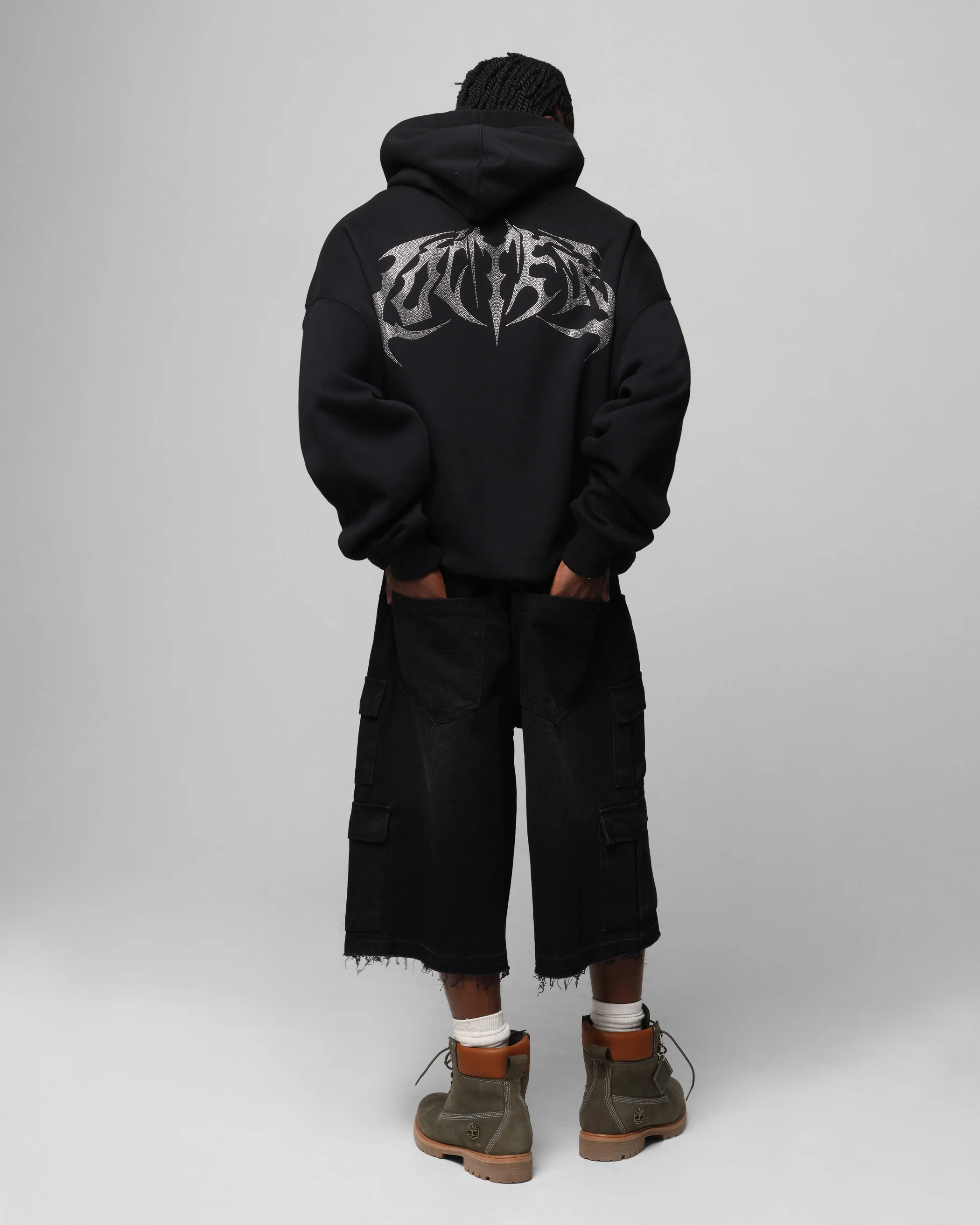 Loiter Metal Rhinestone Hoodie Black