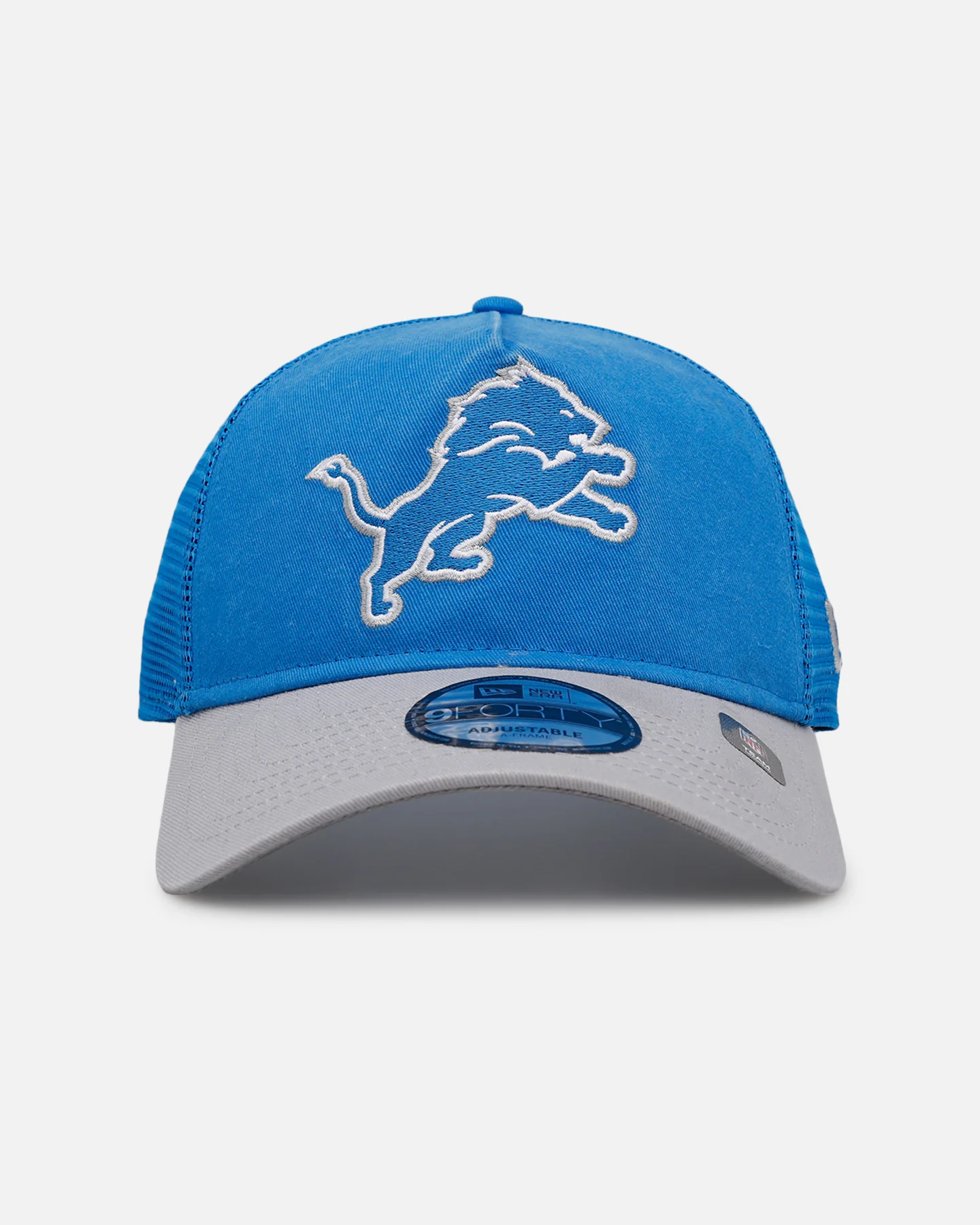 New Era Detroit Lions 'Washed Truckers' 9FORTY A-Frame Trucker Snapback Official Team Color