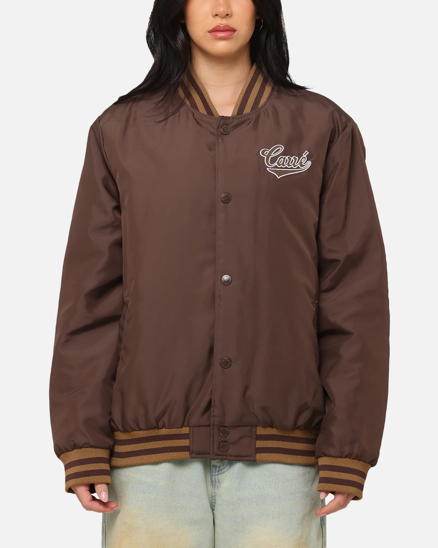 Carre Team Puffer Varsity Jacket Brown