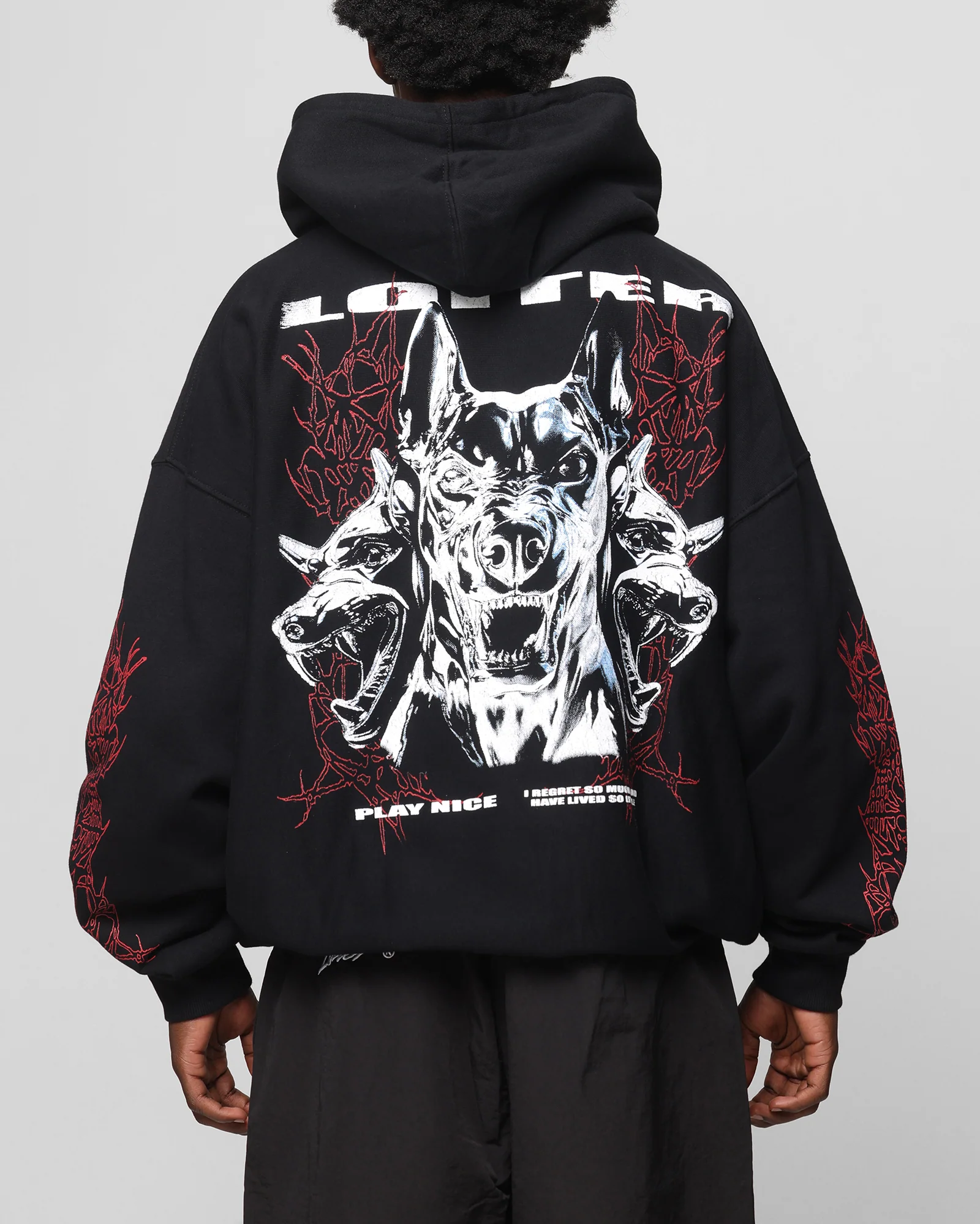 Loiter Chrome Dogs Vintage Hoodie Black