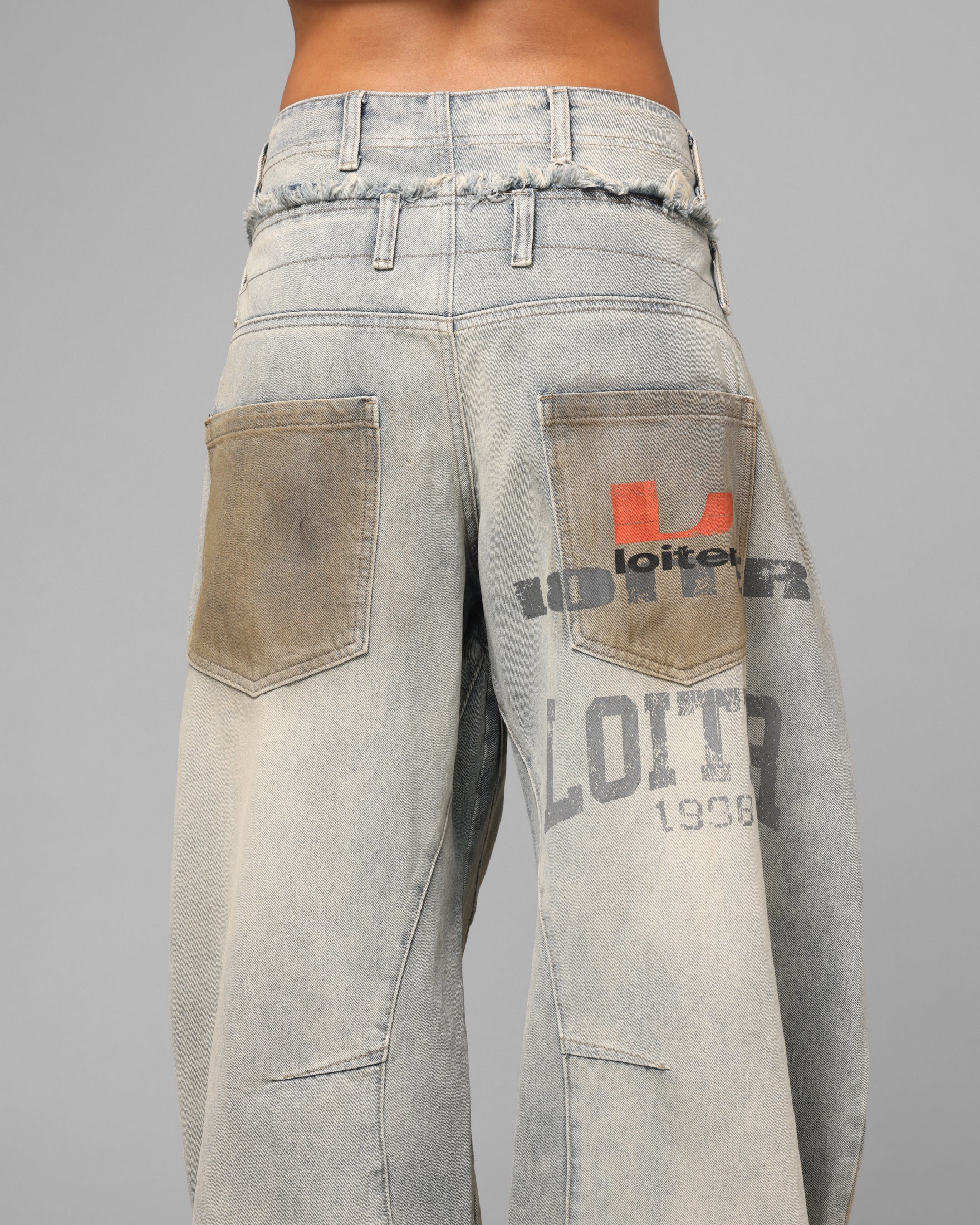 Loiter Layered Western Jeans Blue Wash